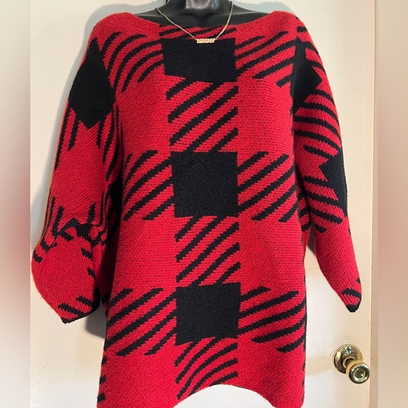 Red and Black Plaid Sweater - Plus Size 2X NWT - Picture 1 of 3